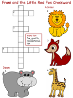 Artie Knapp story of Frani and the Little Red Fox Printable Crossword Puzzles