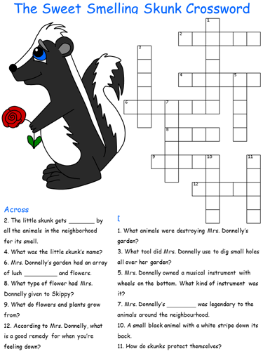 The Sweet Smelling Skunk Crossword Puzzle