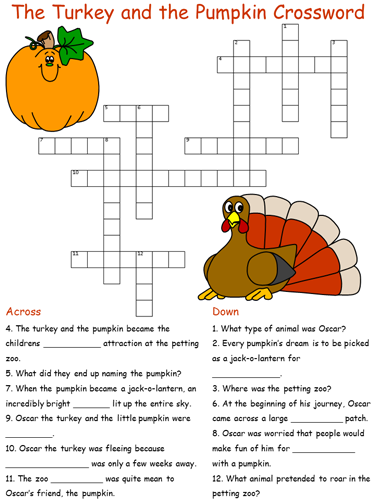 The Turkey and the Pumpkin Crossword Puzzle