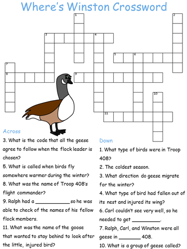 Where's Winston Crossword Puzzle