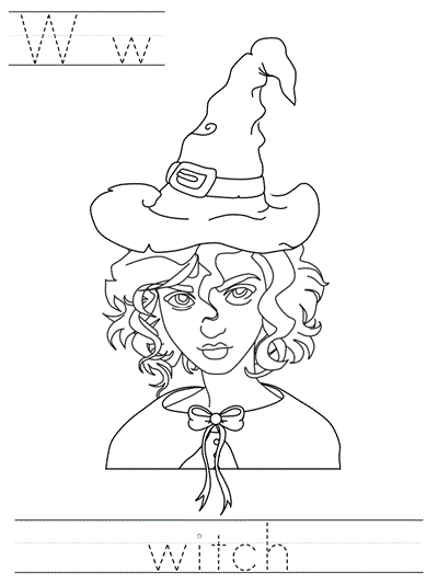 print practice worksheet - Ww witch coloring page
