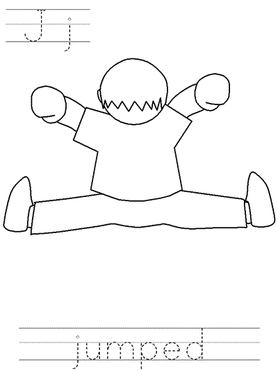 Printable print practice coloring page - Jj jumped