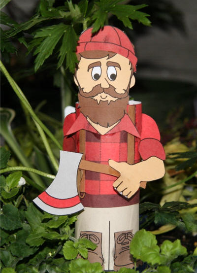 photo of the finished lumberjack toilet paper roll craft