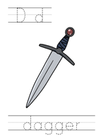 Printable print practice worksheet - Dd dagger