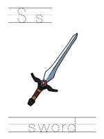 Printable print practice worksheet - Ss sword