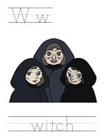 Printable print practice worksheet - Ww witch