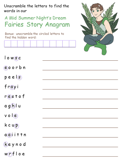 Mid Summer Fairies Anagram Puzzle