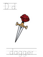 Printable print practice worksheet - Dd dagger